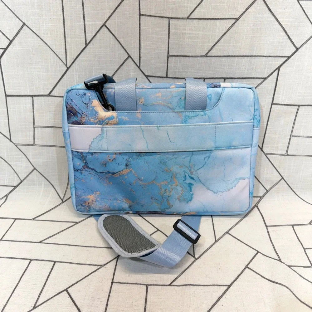 Mosiso Laptop Bag 13-14 inch Blue Marble Shoulder Messenger Briefcase Case